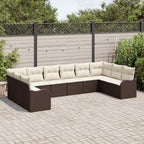 Conjunto de sofá de jardín Marrón 344 x 177,5 x 85 cm
