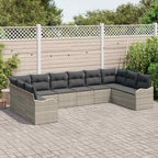 Conjunto de sofá de jardín 10 pcs Gris claro ratán sintético