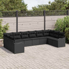 Conjunto de sofá de jardín 10 pcs Negro ratán sintético