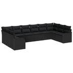 Conjunto de sofá de jardín 10 pcs Negro ratán sintético