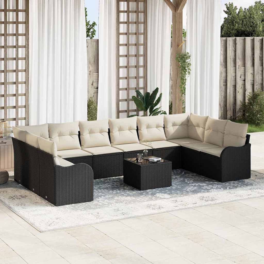 Conjunto de sofá de jardín Negro 55 x 55 x 37 cm