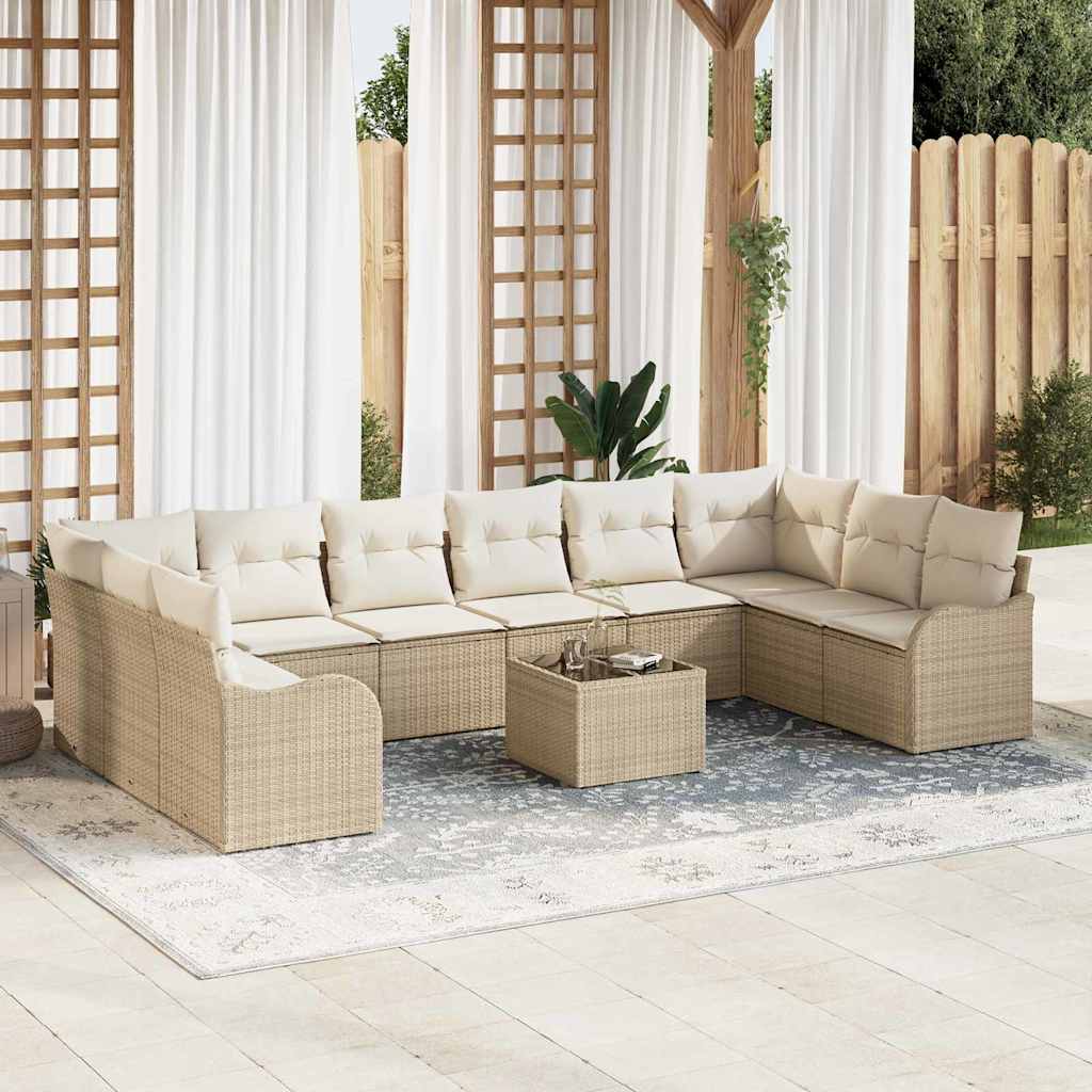 Conjunto de sofá de jardín 10 pcs Negro ratán sintético