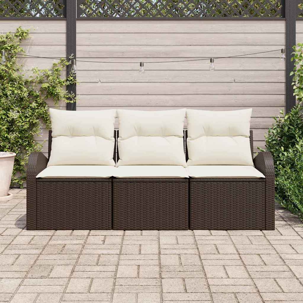Conjunto de sofá de jardín Marrón ratán sintético
