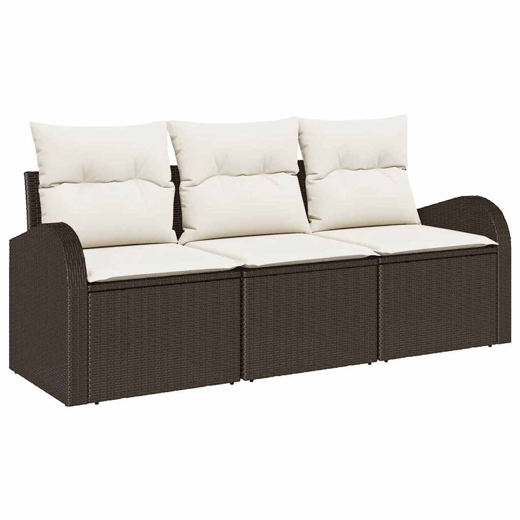 Conjunto de sofá de jardín Marrón ratán sintético