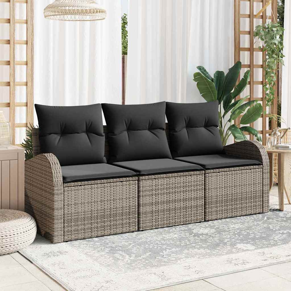 Conjunto de sofá de jardín Gris ratán sintético