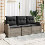 Conjunto de sofá de jardín Gris ratán sintético