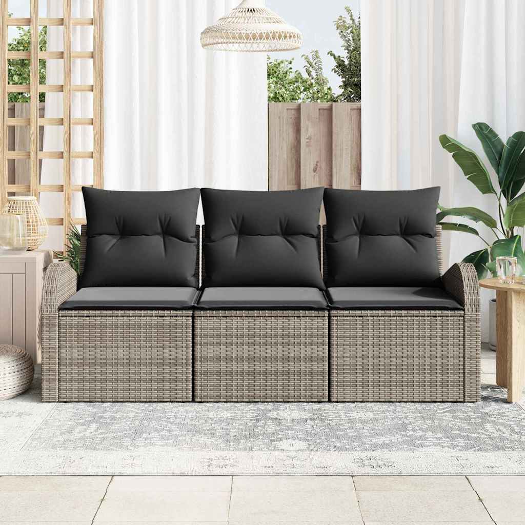 Conjunto de sofá de jardín Gris ratán sintético