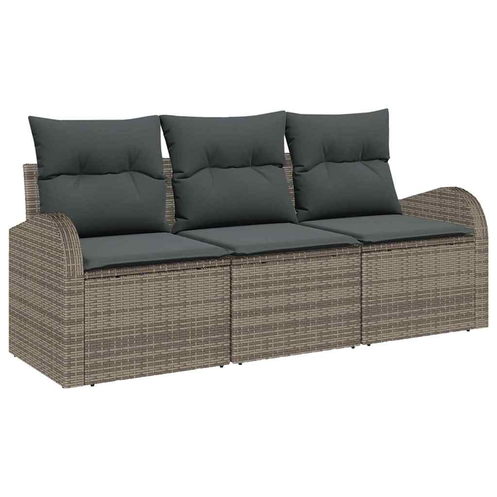 Conjunto de sofá de jardín Gris ratán sintético