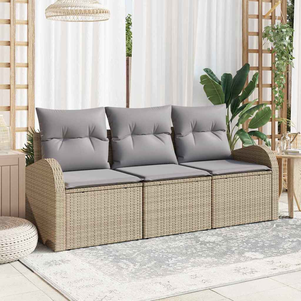 Conjunto de sofá de jardín Beige ratán sintético