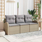 Conjunto de sofá de jardín Beige ratán sintético