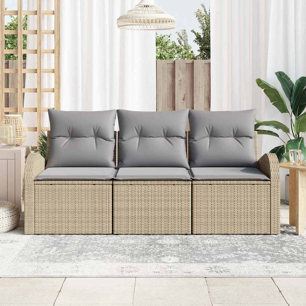 Conjunto de sofá de jardín Beige ratán sintético