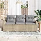 Conjunto de sofá de jardín Beige ratán sintético
