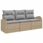 Conjunto de sofá de jardín Beige ratán sintético