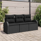 Conjunto de sofá de jardín Negro ratán sintético