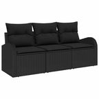 Conjunto de sofá de jardín Negro ratán sintético