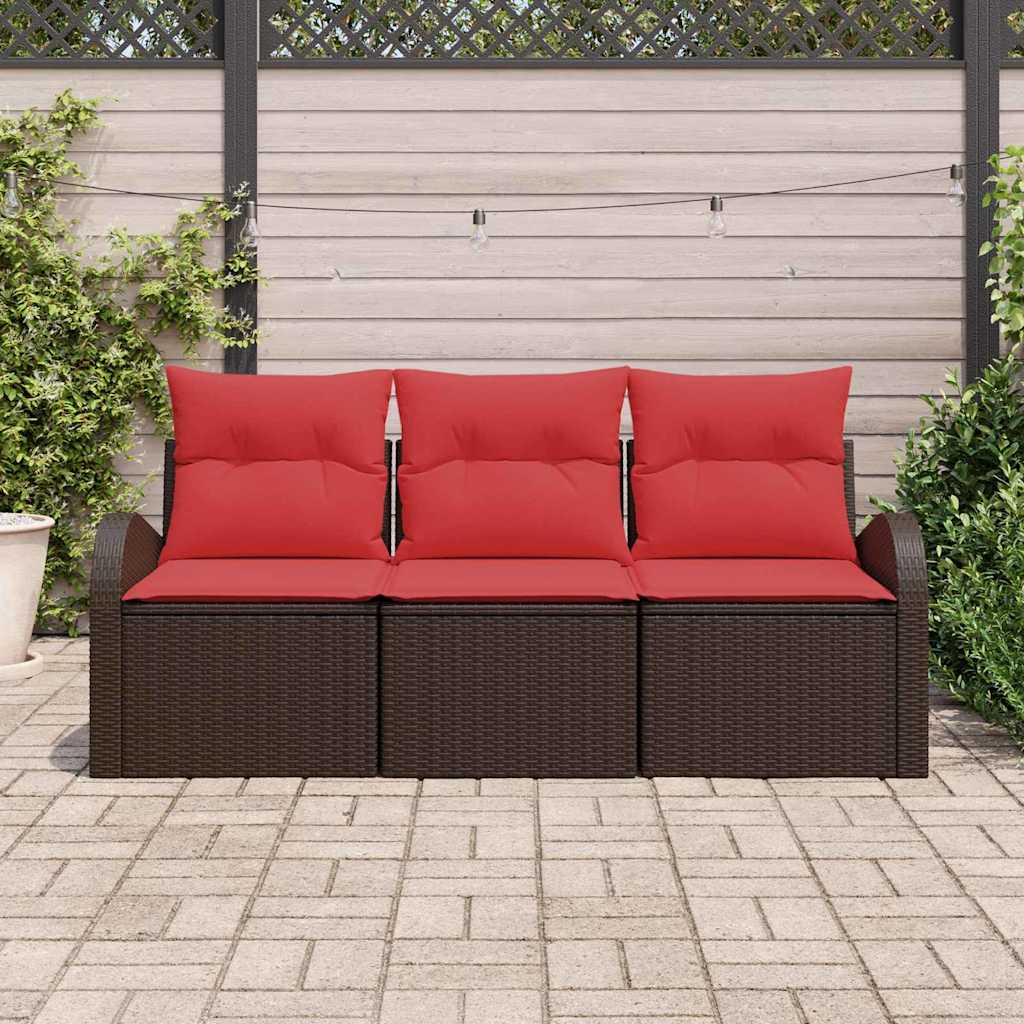 Conjunto de sofá de jardín Marrón ratán sintético