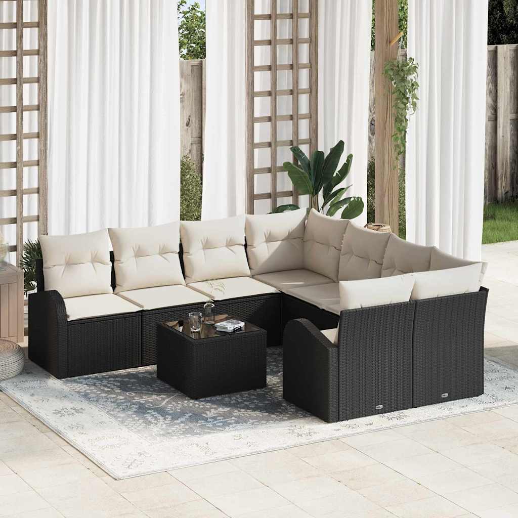 Conjunto de sofá de jardín Negro 55 x 55 x 37 cm