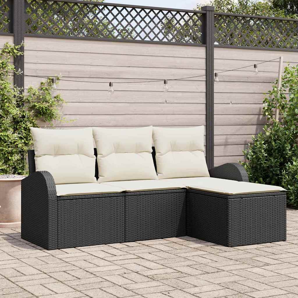 Conjunto de sofá de jardín Beige ratán sintético