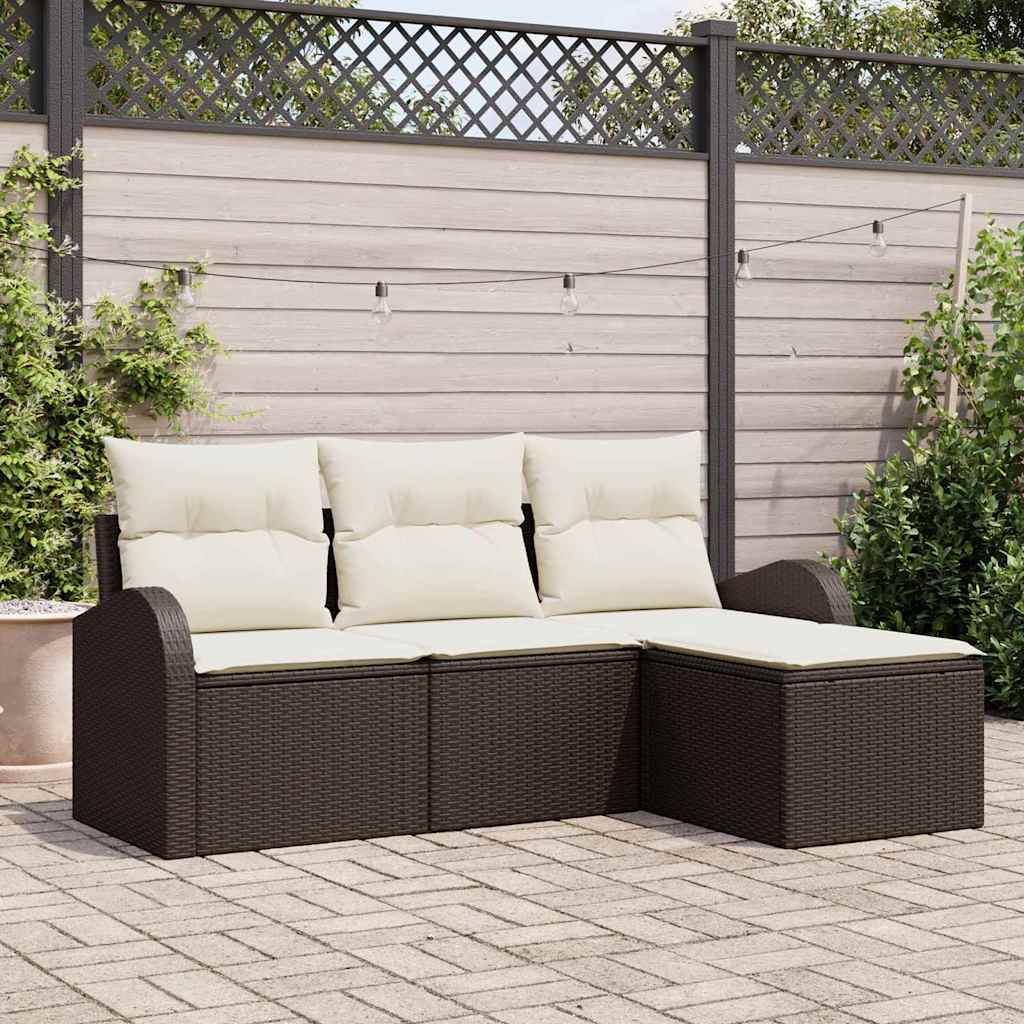 Conjunto de sofá de jardín Beige ratán sintético