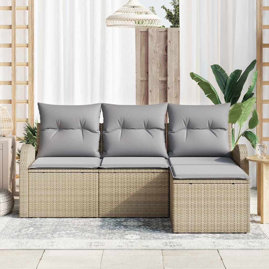 Conjunto de sofá de jardín Beige ratán sintético