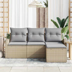 Conjunto de sofá de jardín Beige ratán sintético