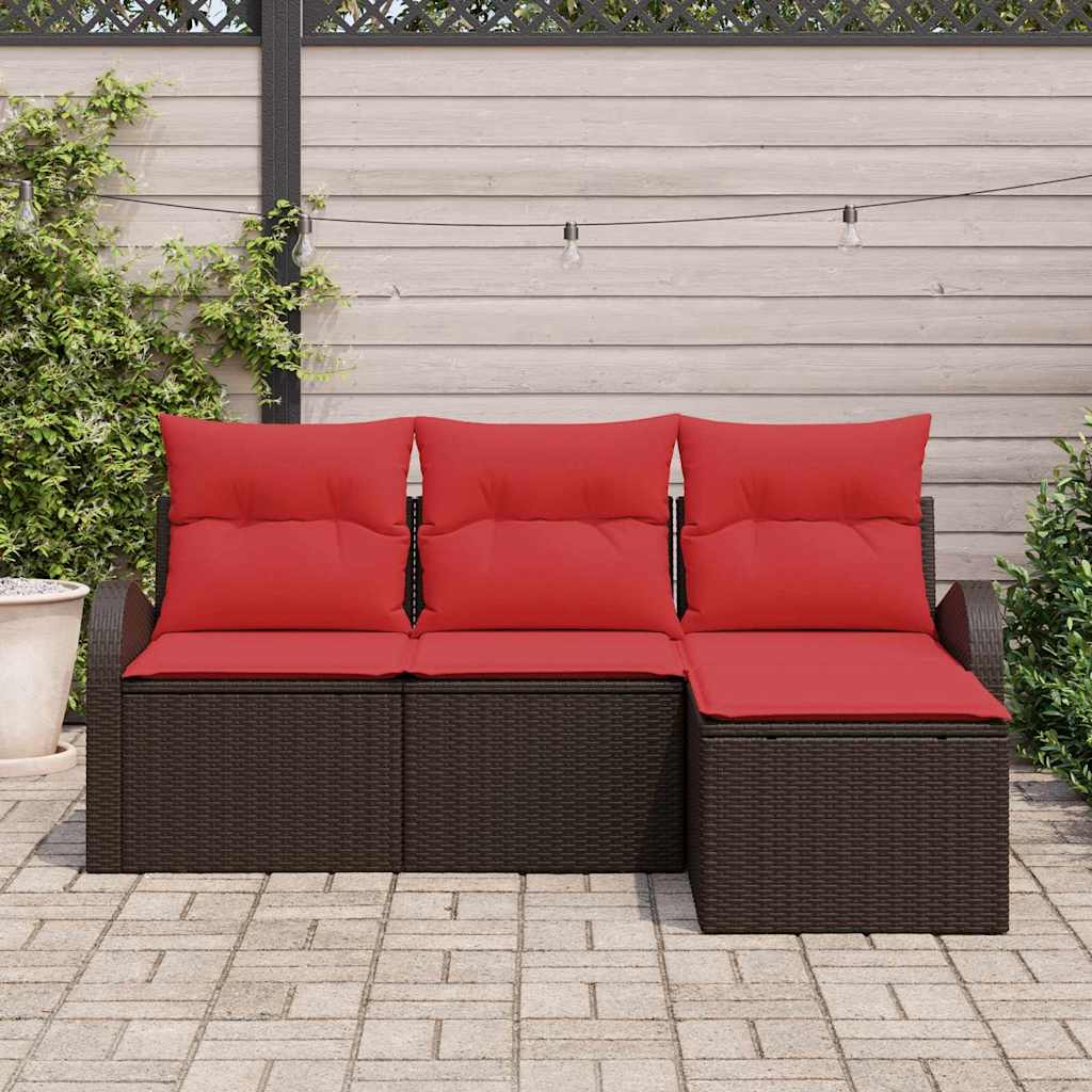 Conjunto de sofá de jardín Marrón ratán sintético