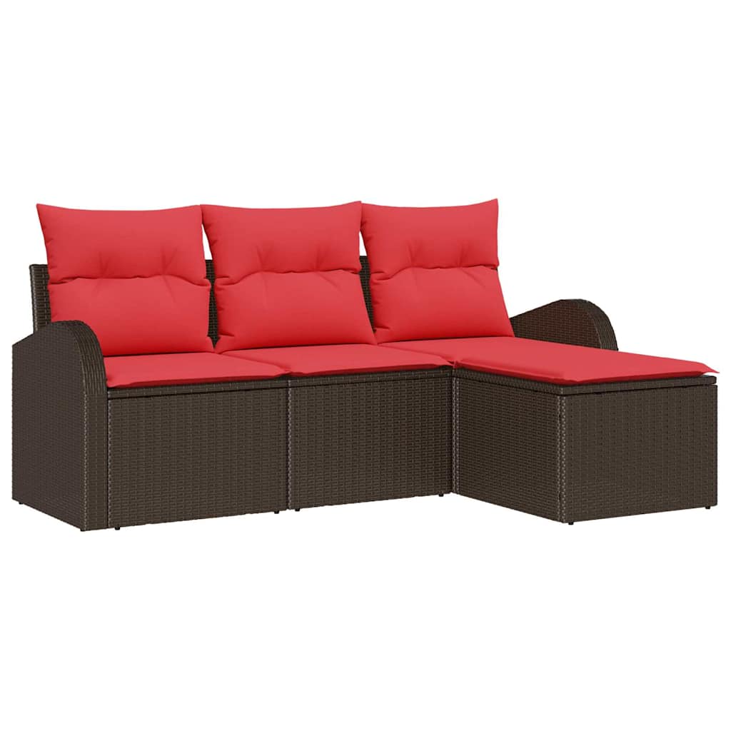 Conjunto de sofá de jardín Marrón ratán sintético