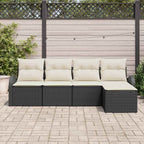 Conjunto de sofá de jardín 5 pcs Negro ratán sintético