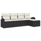 Conjunto de sofá de jardín 5 pcs Negro ratán sintético