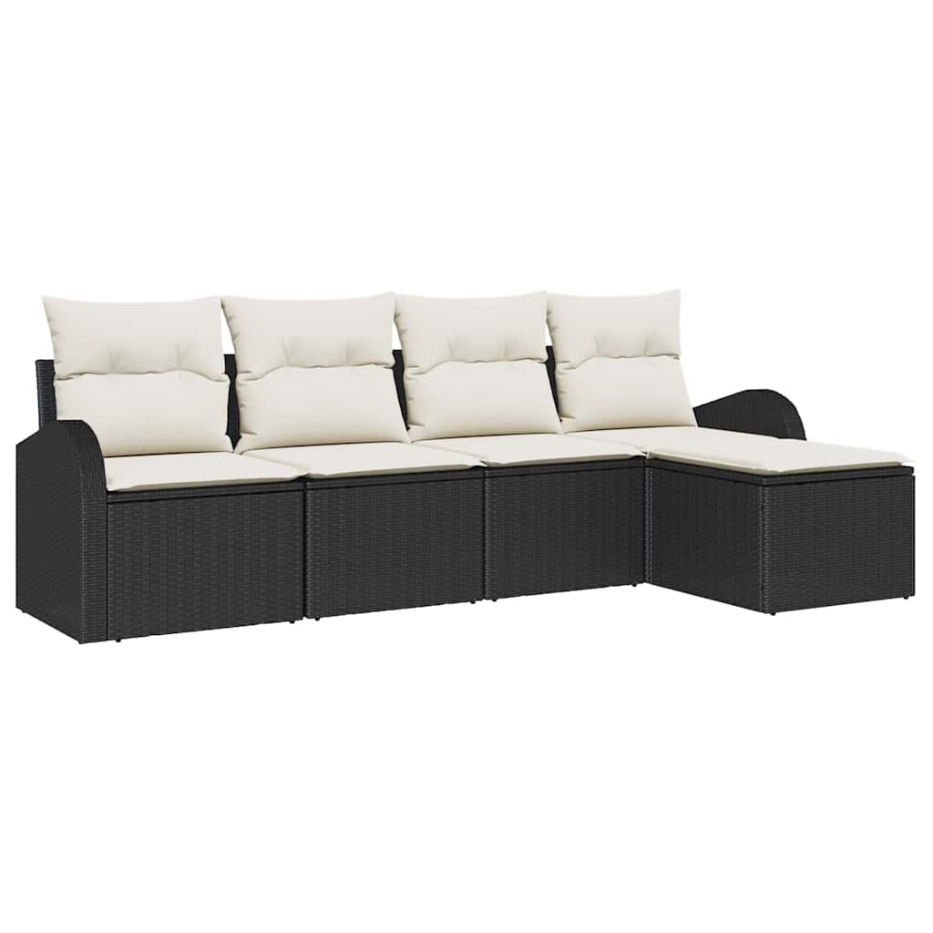 Conjunto de sofá de jardín 5 pcs Negro ratán sintético