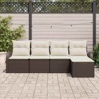 Conjunto de sofá de jardín 5 pcs Marrón ratán sintético