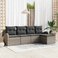 Conjunto de sofá de jardín Gris ratán sintético