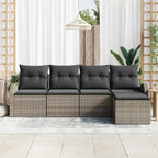 Conjunto de sofá de jardín Gris ratán sintético