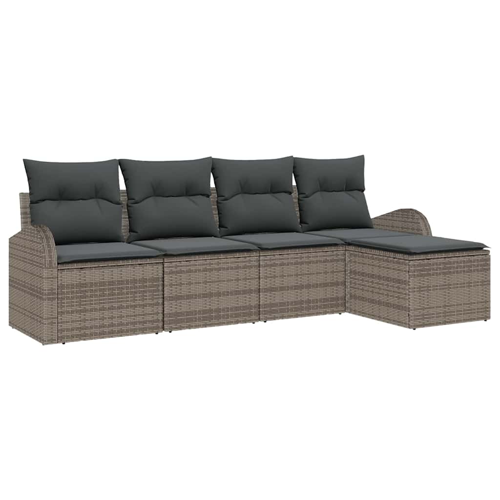 Conjunto de sofá de jardín Gris ratán sintético