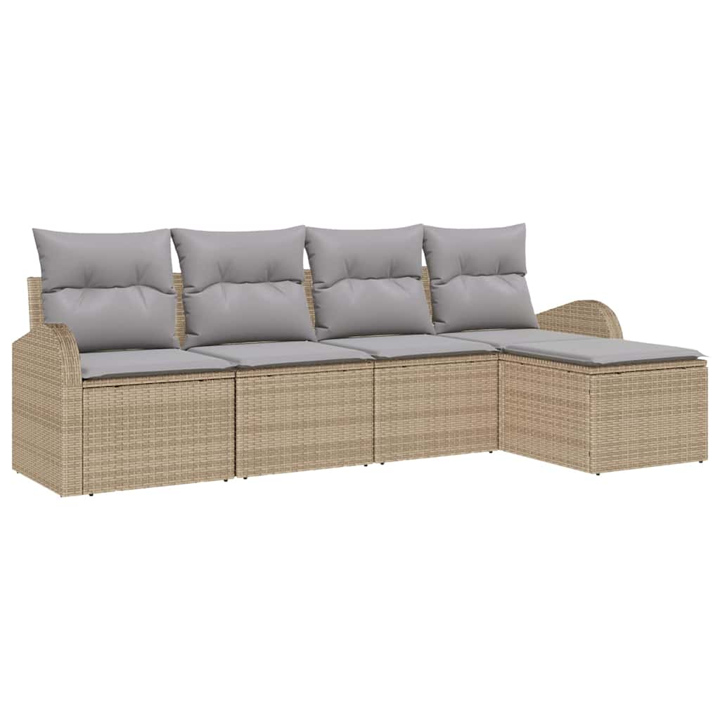 Conjunto de sofá de jardín 5 pcs Beige ratán sintético