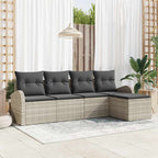 Conjunto de sofá de jardín 5 pcs Gris claro ratán sintético