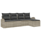 Conjunto de sofá de jardín 5 pcs Gris claro ratán sintético