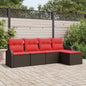 Conjunto de sofá de jardín 5 pcs Marrón ratán sintético