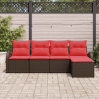 Conjunto de sofá de jardín 5 pcs Marrón ratán sintético