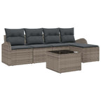 Conjunto de sofá de jardín 6 pcs Gris ratán sintético