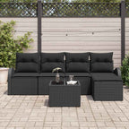 Conjunto de sofá de jardín 6 pcs Negro ratán sintético