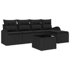 Conjunto de sofá de jardín 6 pcs Negro ratán sintético