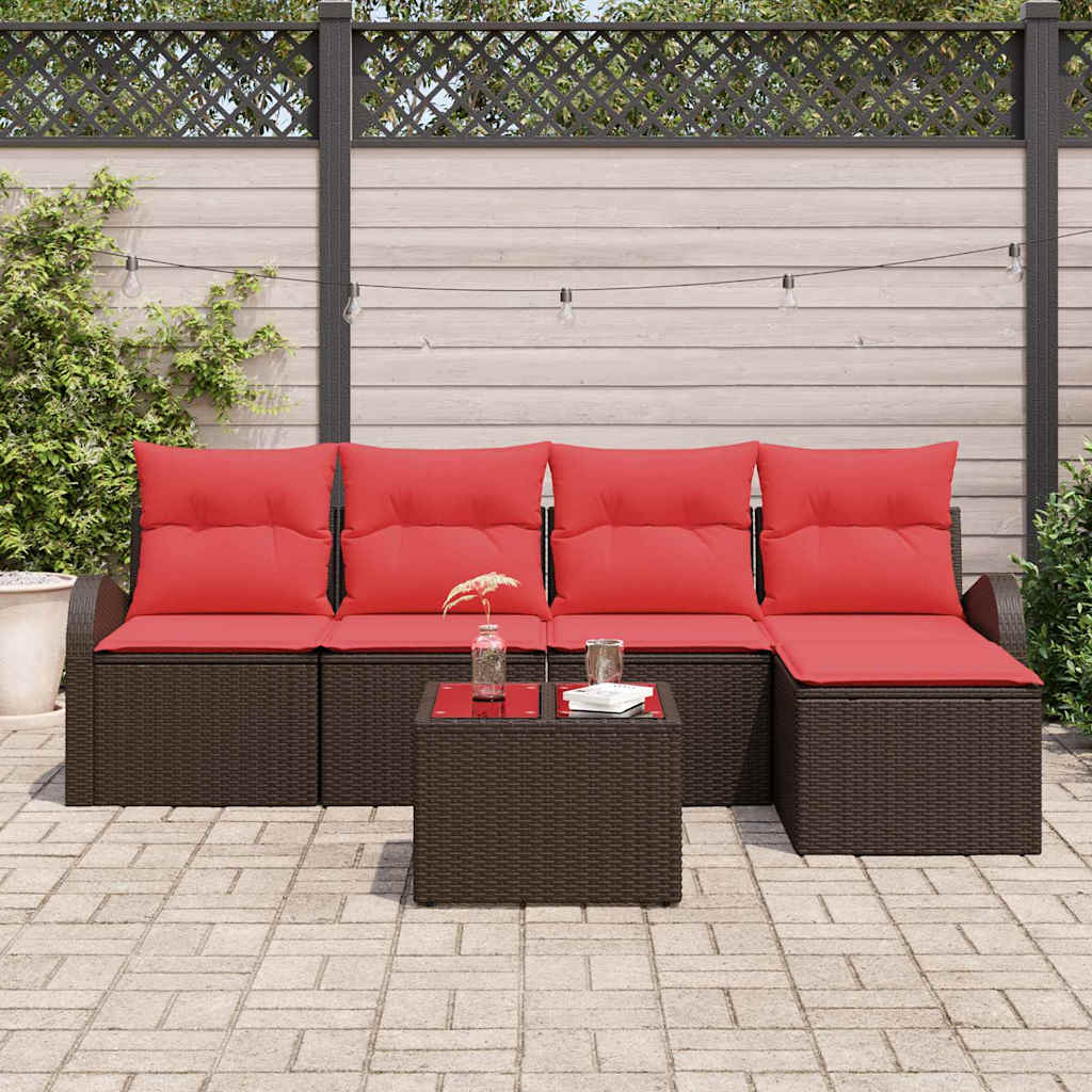 Conjunto de sofá de jardín Marrón ratán sintético