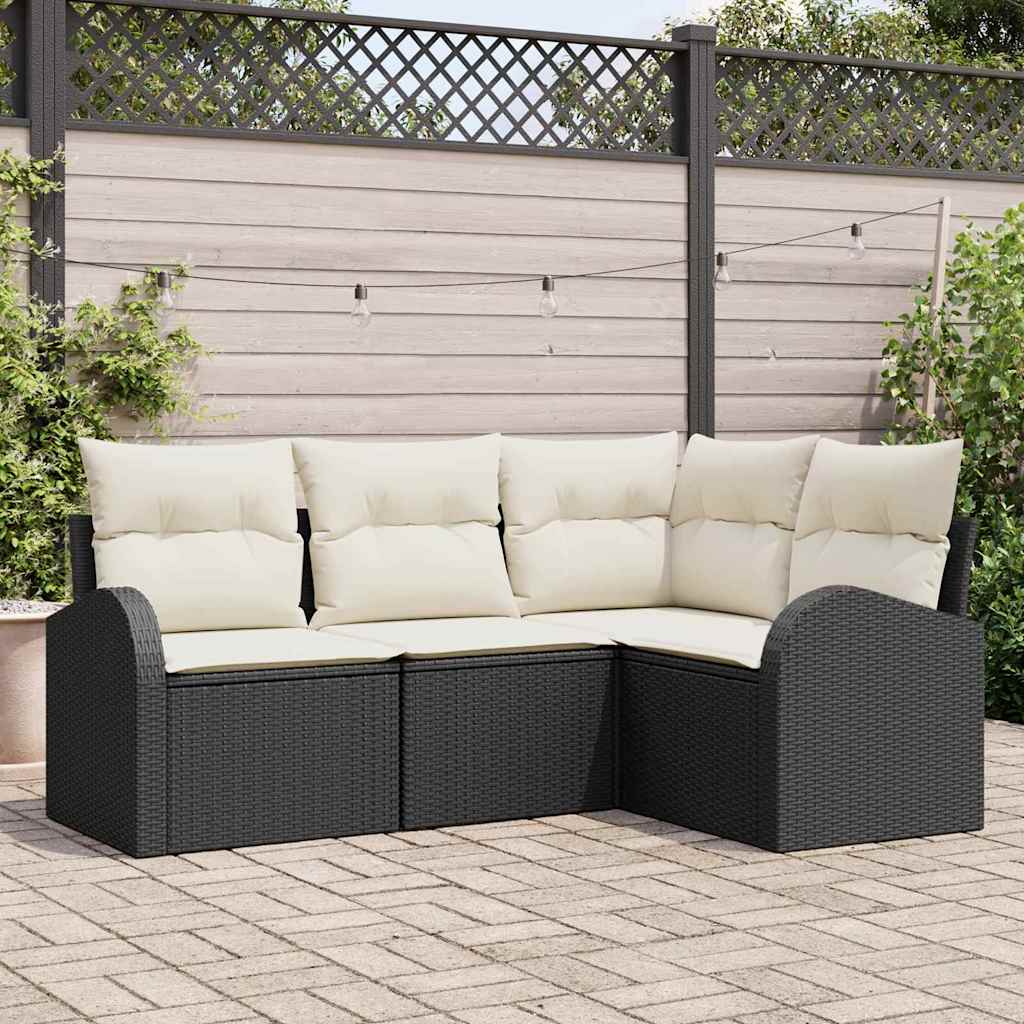 Conjunto de sofá de jardim 4 peças Bege vime sintético