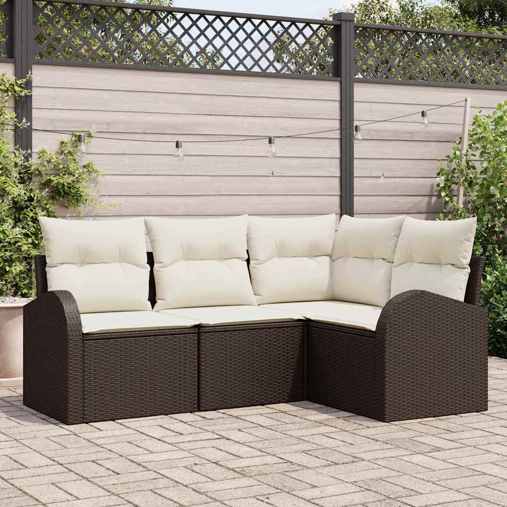 Conjunto de sofá de jardim 4 peças Bege vime sintético