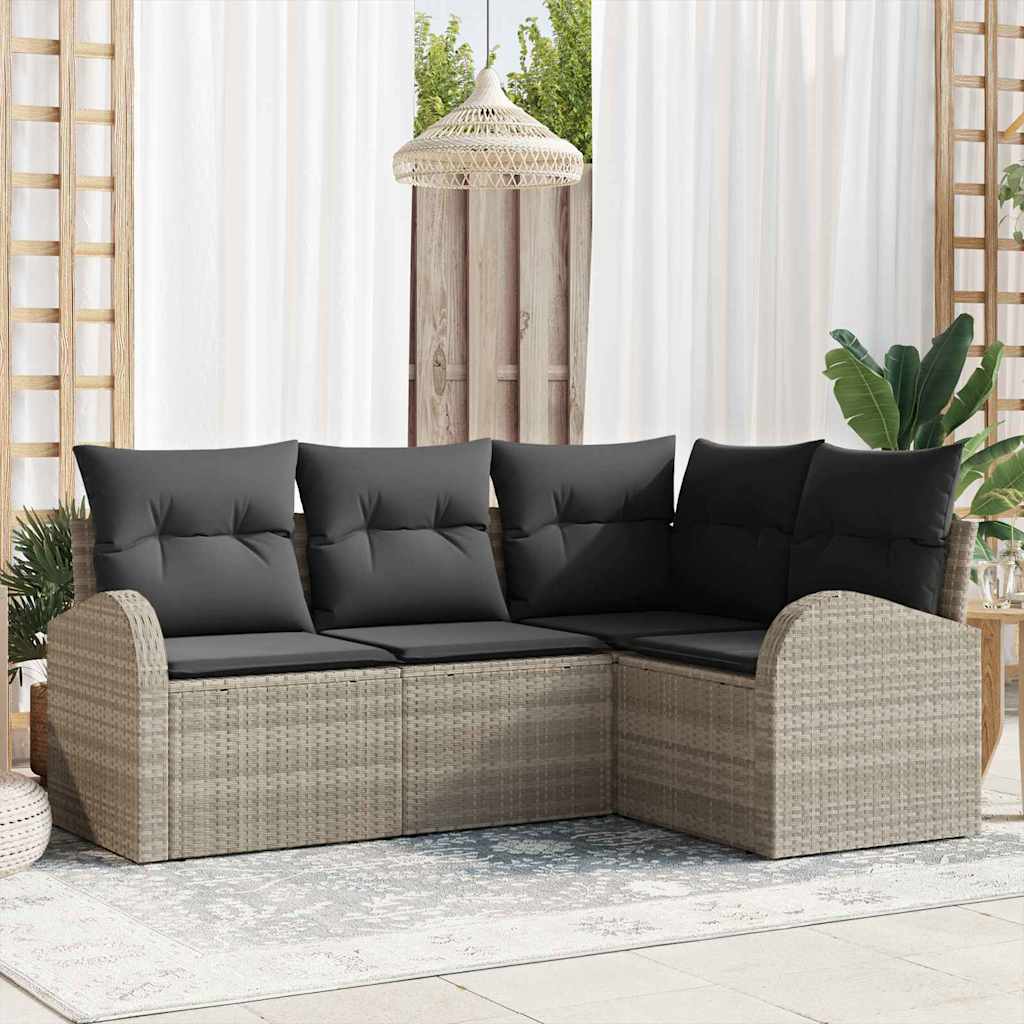 Conjunto de sofá de jardín 4 pcs Beige ratán sintético