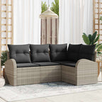 Conjunto de sofá de jardín 4 pcs Beige ratán sintético