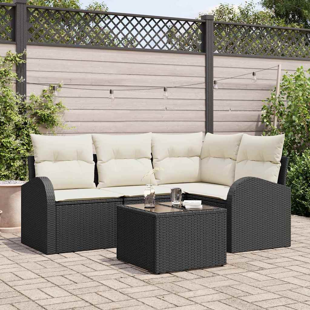 Conjunto de sofá de jardim 4 peças Bege vime sintético