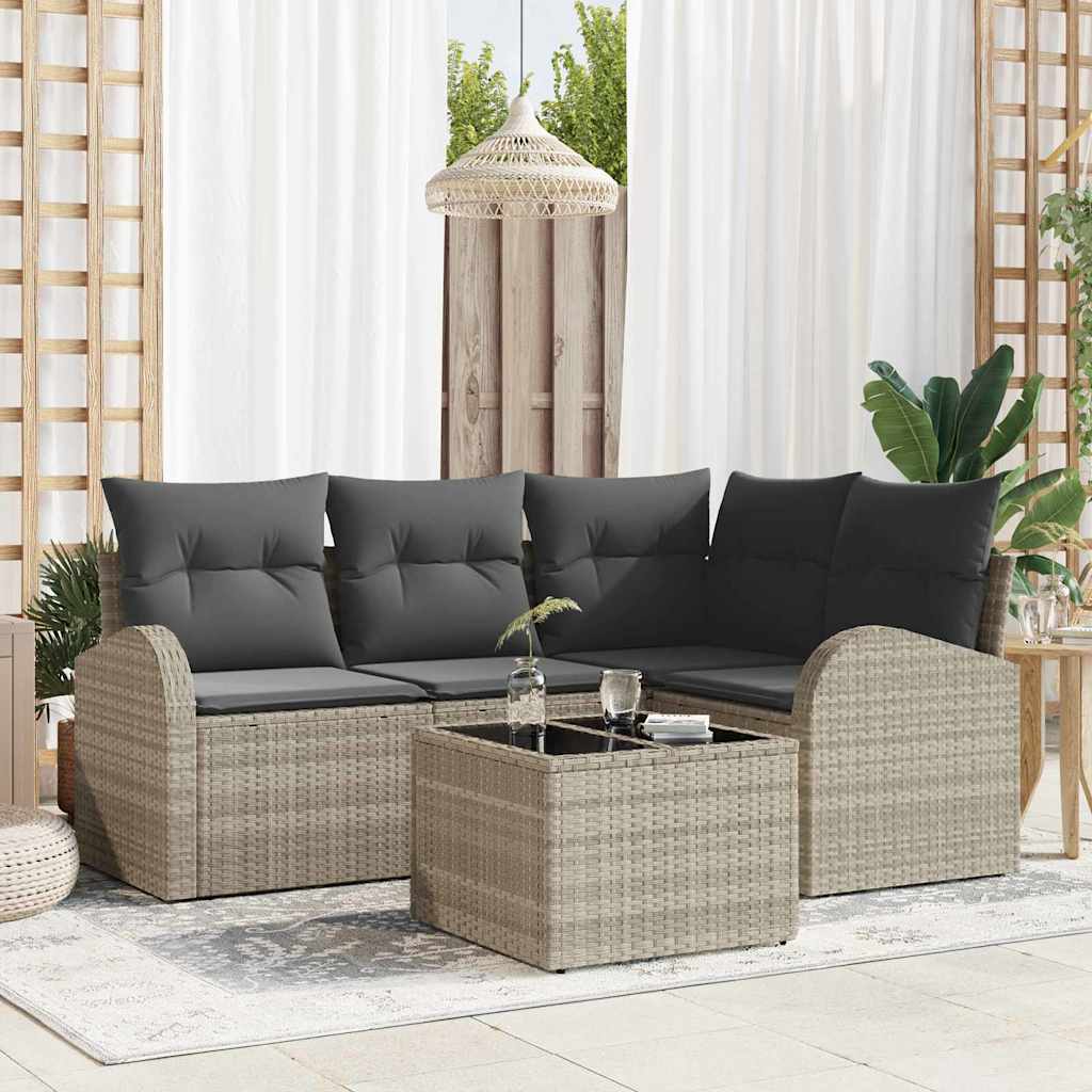 Conjunto de sofá de jardim 4 peças Bege vime sintético
