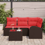 Conjunto de sofá de jardín 5 pcs Marrón ratán sintético